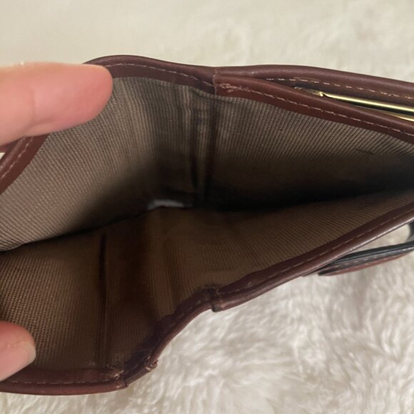 Coach Vintage 90s Sheridan Kiss Lock Coin Purse Wallet Card Case Brown Leather - Picture 9 of 9